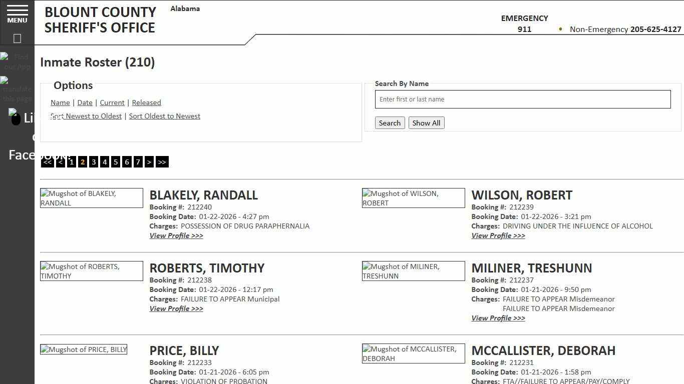 Inmate Roster - Page 2 Current Inmates Booking Date Descending - Blount County Sheriff AL